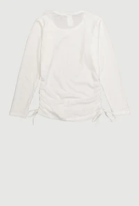 Girls Shadow Stripe Top with Rhinestone Teddy Necklace