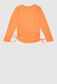Girls Shadow Stripe Top with Rhinestone Teddy Necklace,