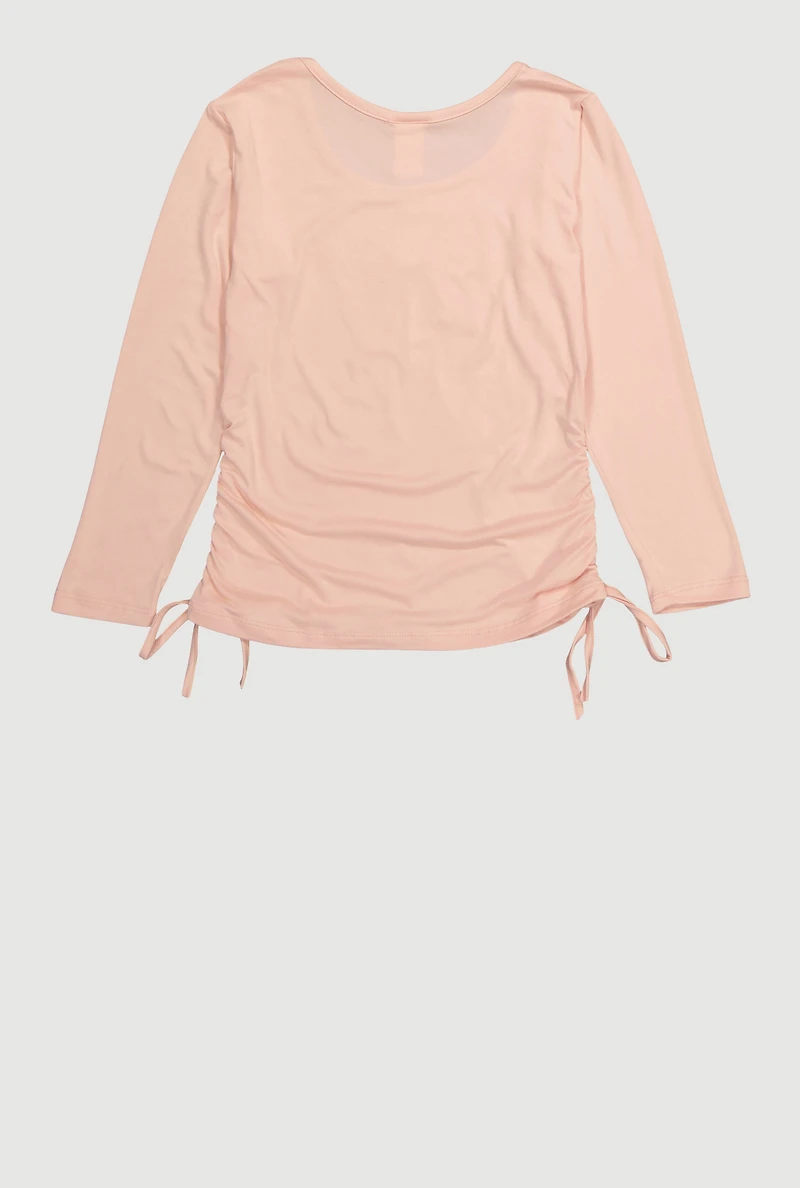 Girls Long Sleeve Crew Neck T-Shirt with Lace Bow