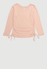 Girls Long Sleeve Crew Neck T-Shirt with Lace Bow