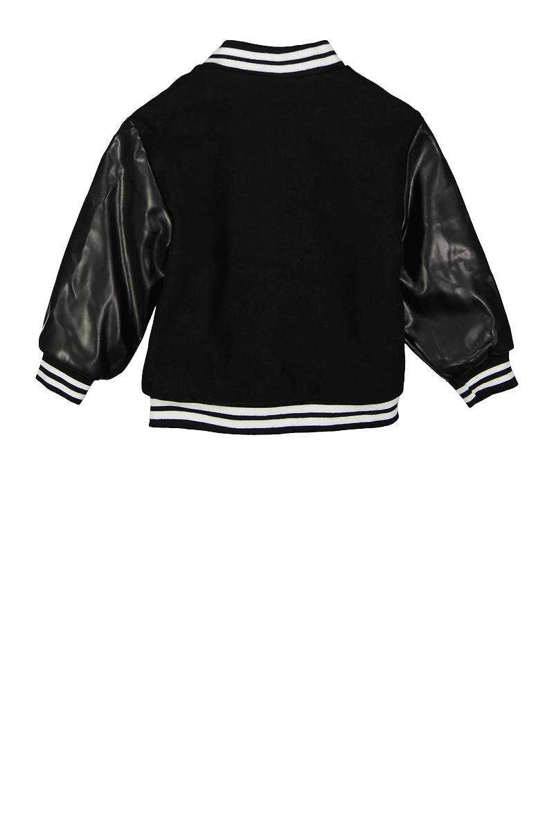 Little Girls Love Chenille Patch Varsity Jacket