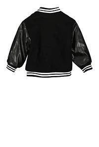 Little Girls Love Chenille Patch Varsity Jacket