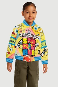 Little Girls SpongeBob Graphic Windbreaker Varsity Jacket