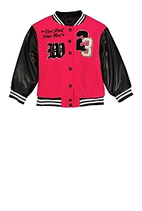 Girls Love 23 Chenille Patch Graphic Varsity Jacket