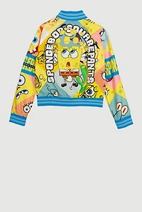Girls SpongeBob Graphic Windbreaker Varsity Jacket, Yellow, Size 14-16