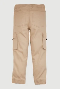 Little Boys Drawstring Waist Zip Pocket Joggers, Khaki, Size 5