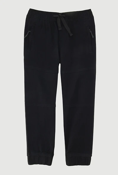 Little Boys Twill Zip Pocket Joggers, Black, Size 5