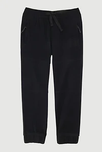 Little Boys Twill Zip Pocket Joggers, Black,