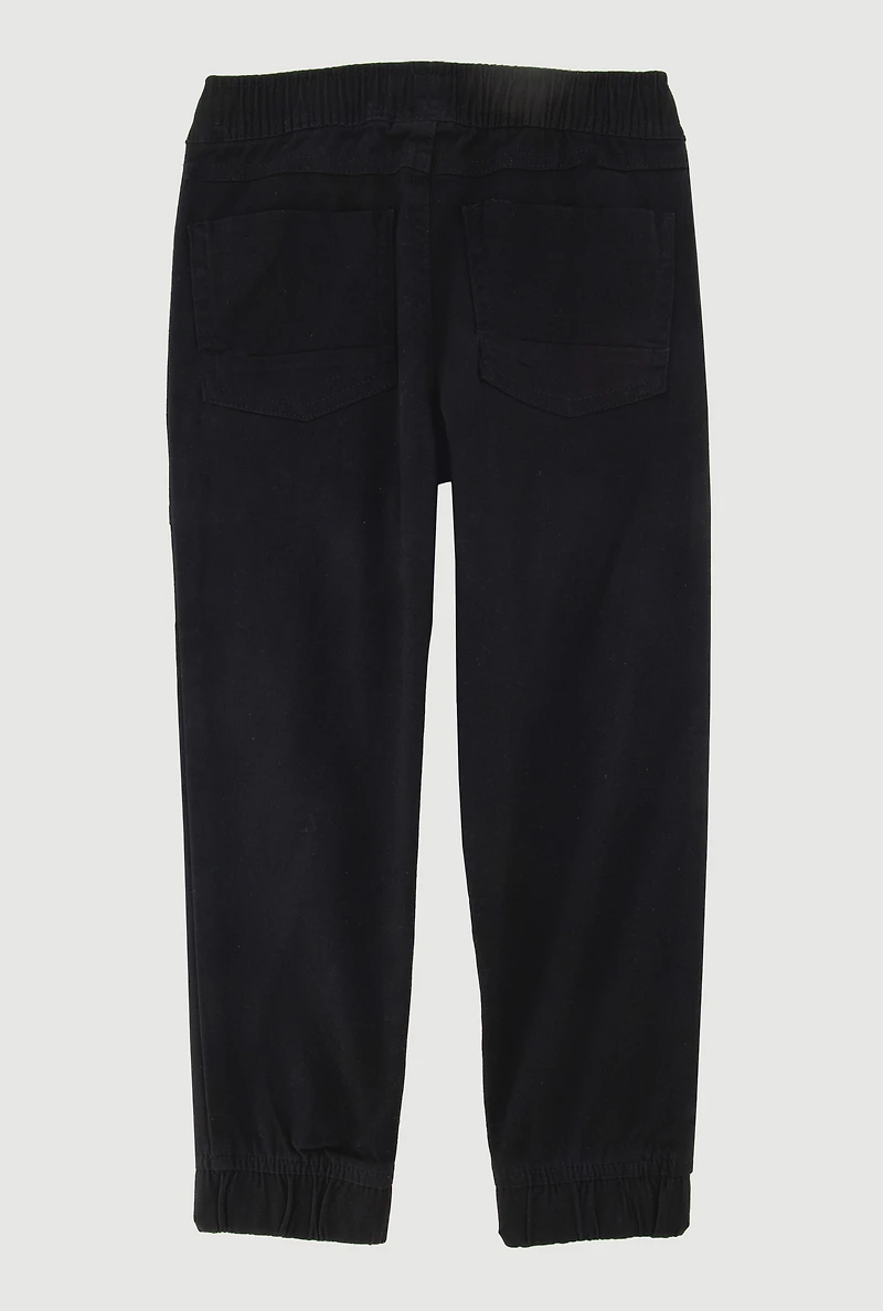 Little Boys Twill Zip Pocket Joggers, Black, Size 6