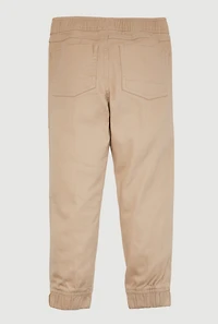 Little Boys Decorative Stich Zip Pocket Joggers, Khaki, Size 6