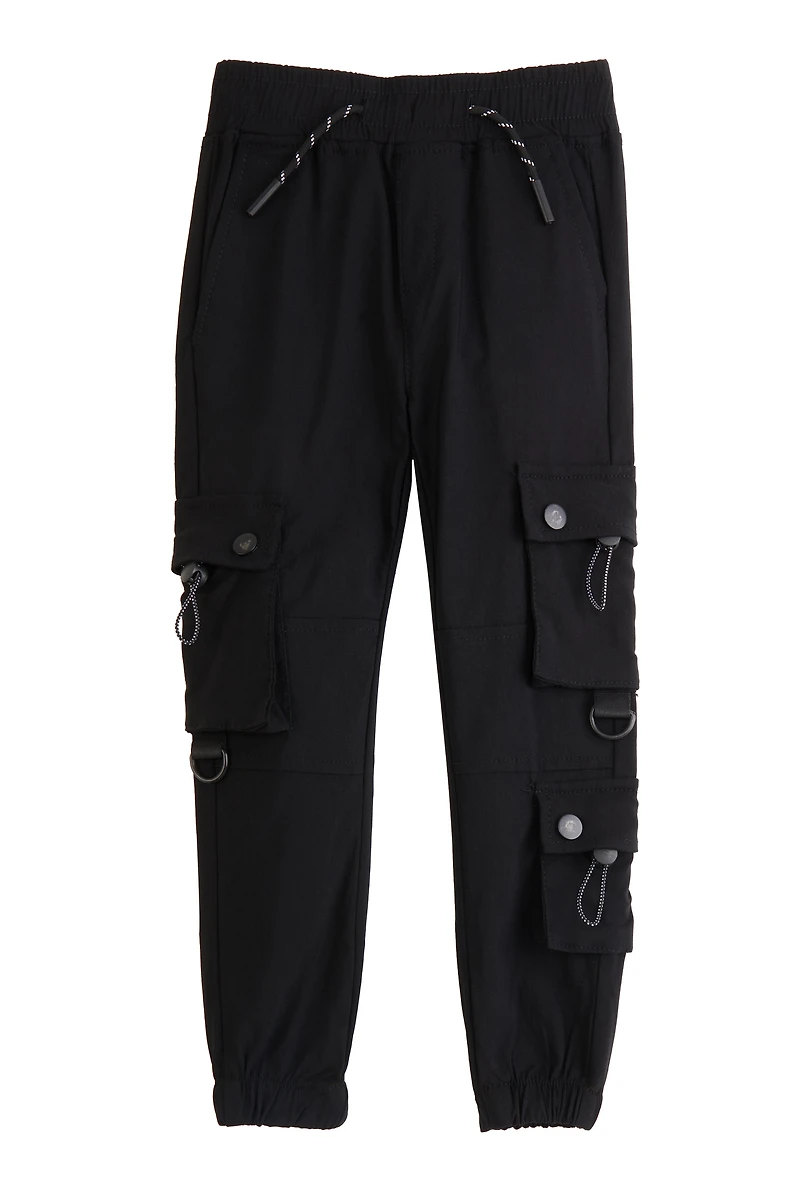 Little Boys Toggle Detail Cargo Pocket Joggers, Black,