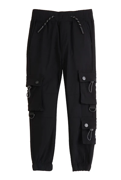 Little Boys Toggle Detail Cargo Pocket Joggers, Black,