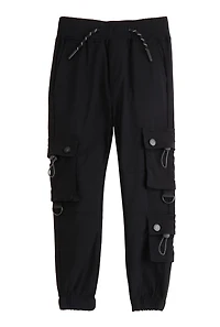 Little Boys Toggle Detail Cargo Pocket Joggers, Black,