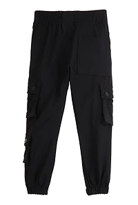 Little Boys Toggle Detail Cargo Pocket Joggers, Black,