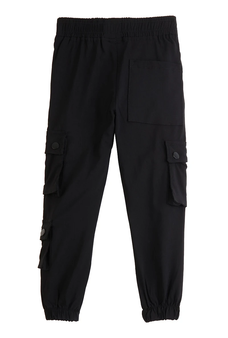 Little Boys Toggle Detail Cargo Pocket Joggers, Black, Size 5
