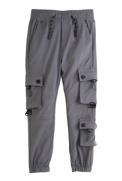 Little Boys Toggle Drawstring Cargo Pocket Joggers, Grey, Size 5