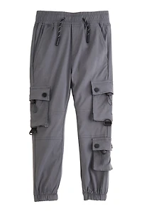 Little Boys Toggle Drawstring Cargo Pocket Joggers, Grey,