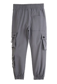 Little Boys Toggle Drawstring Cargo Pocket Joggers, Grey, Size 5