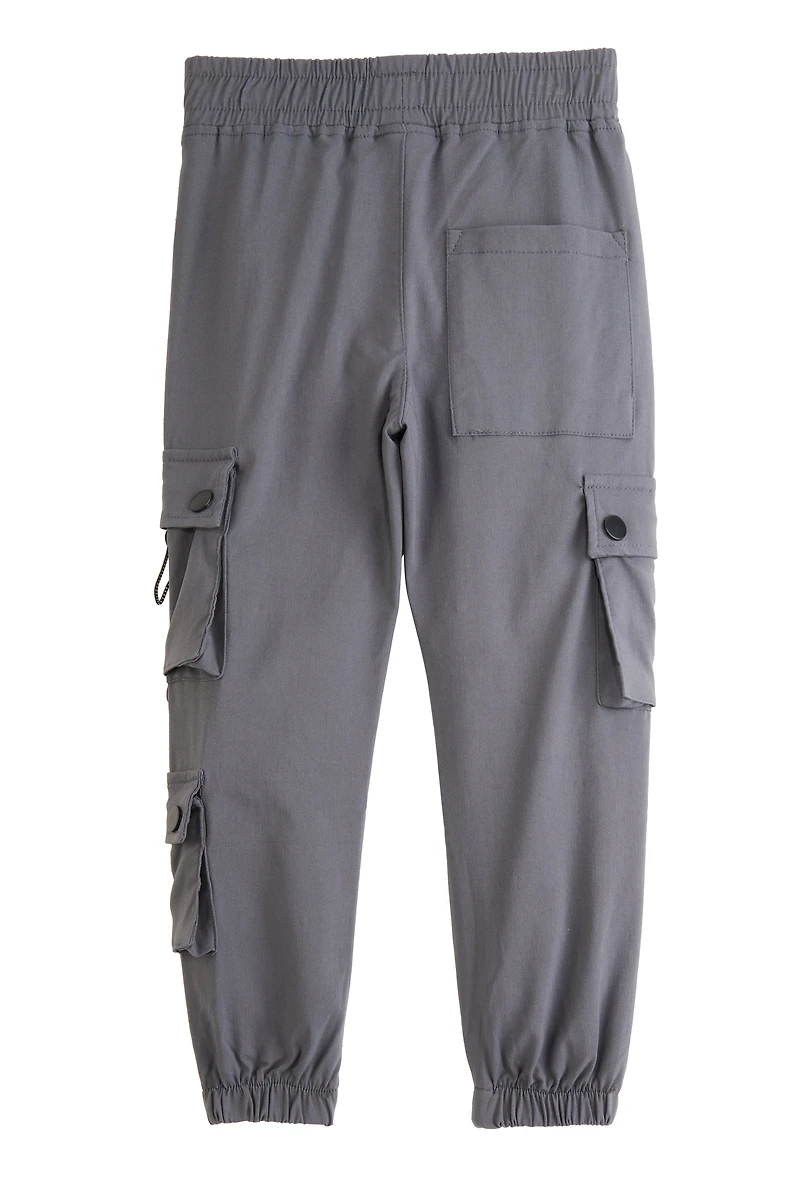 Little Boys Toggle Drawstring Cargo Pocket Joggers, Grey,