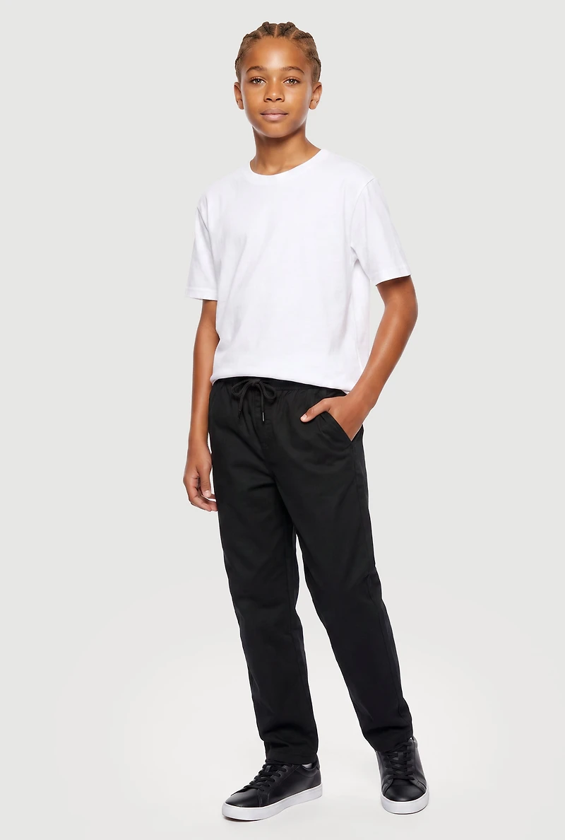 Boys Drawstring Waist Casual Pants 2 Pack