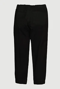 Boys Mid Rise Zip Pocket Drawstring Waist Joggers, Black,