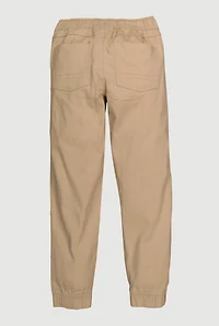 Boys Drawstring Waist Zip Pocket Joggers, Khaki, Size 14