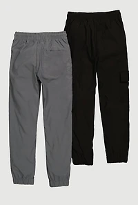 Boys Mid Rise Drawstring Waist Joggers 2 Pack, Multi, Size 10-12