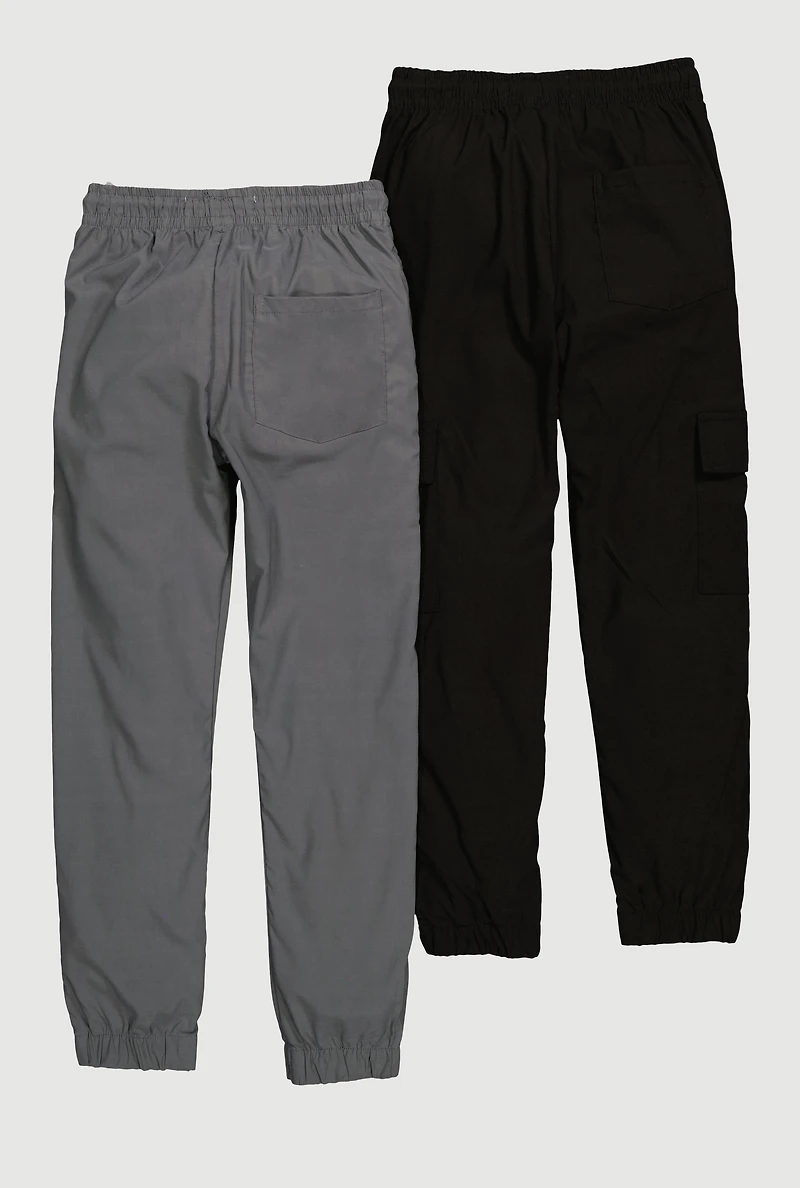 Boys Mid Rise Drawstring Waist Joggers 2 Pack, Multi, Size 10-12