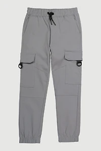 Boys Solid Drawstring Cargo Joggers, Grey, Size 14-16