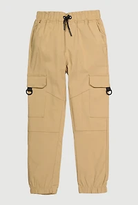 Boys Drawstring Cargo Joggers, Khaki, Size 14-16
