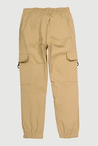 Boys Drawstring Cargo Joggers, Khaki,