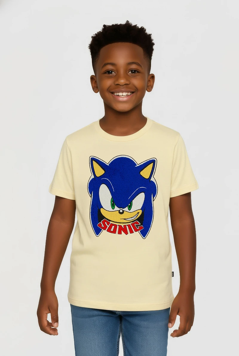 Little Boys Sonic The Hedgehog Patch Graphic Tee