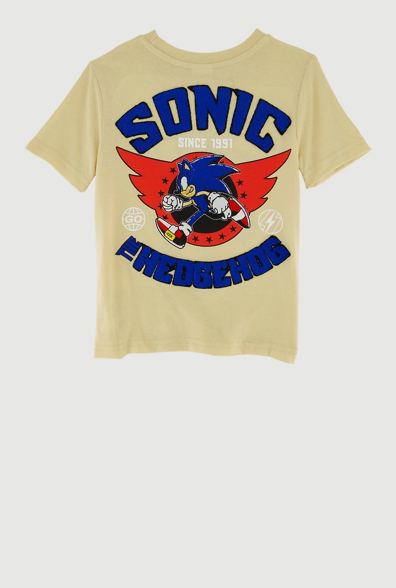 Little Boys Sonic The Hedgehog Patch Graphic Tee