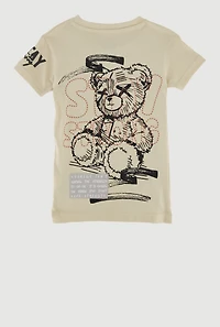 Little Boys Stay Strong Bear Graphic Tee, Beige,