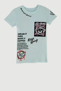 Little Boys Dream It Then Make It Happen Graphic Tee, Blue, Size 4