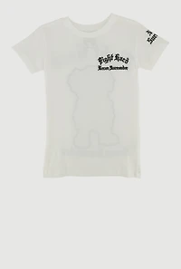Little Boys Fight Hard Never Surrender Bear Graphic Tee, White, Size 4