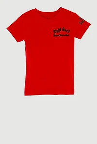 Little Boys Fight Hard Bear Patch Graphic Tee, Red, Size 5