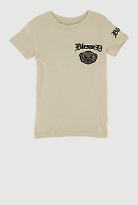 Little Boys Blessed Bear Graphic Tee, Beige, Size 7