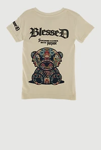 Little Boys Blessed Bear Graphic Tee, Beige, Size 7