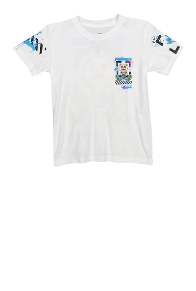 Little Boys Good Vibes Only Bear Graphic T Shirt, White, Size 4
