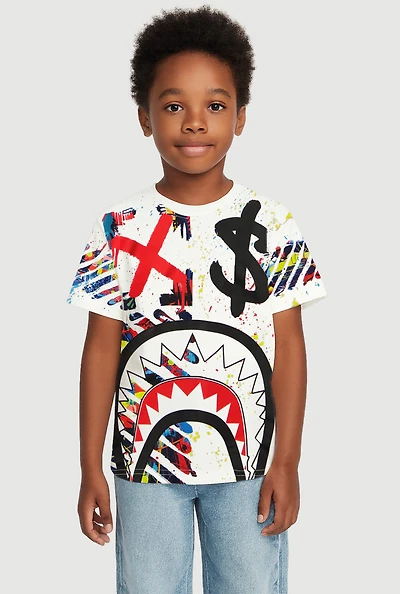 Little Boys Sharkbite Mouth Graphic Tee, Multi, Size 7