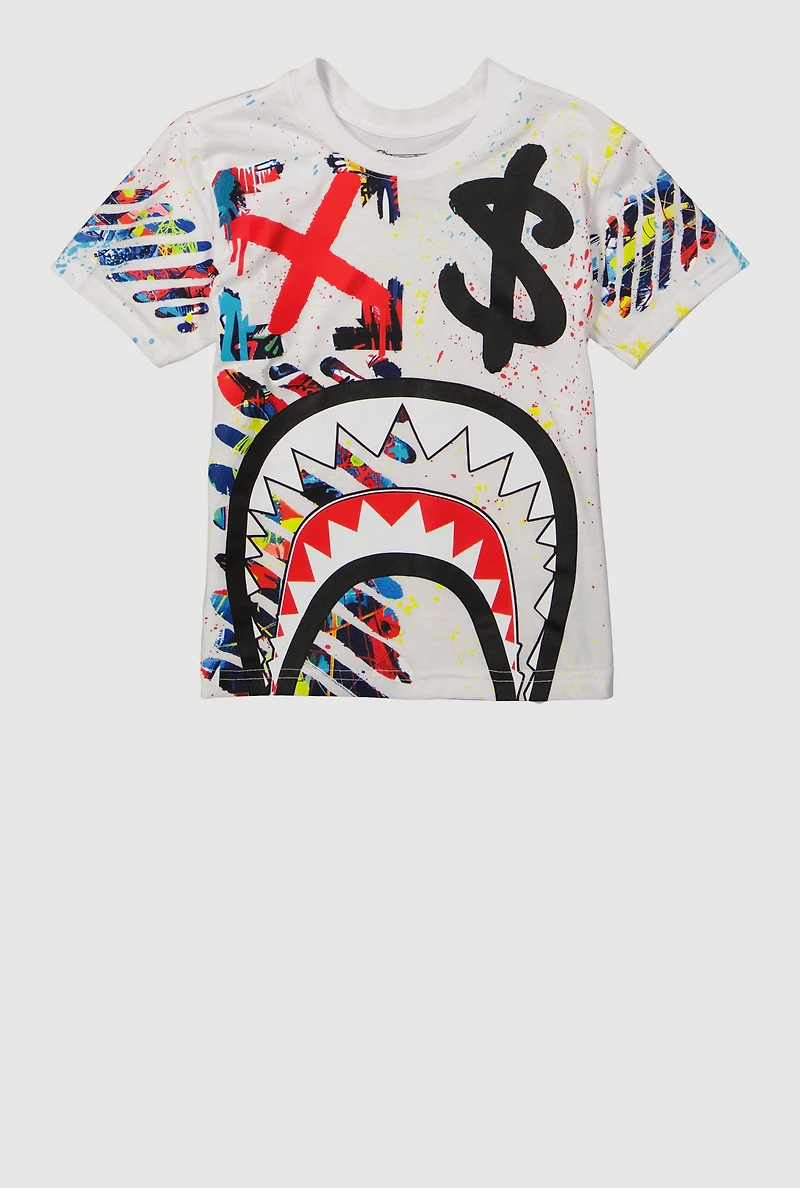 Little Boys Sharkbite Mouth Graphic Tee