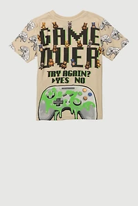 Little Boys Game Over Graphic Tee, Beige, Size 5-6