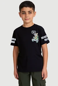 Little Boys Level Up Gamer Teddy Graphic Tee, Black, Size 5-6