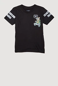 Little Boys Level Up Gamer Teddy Graphic Tee, Black, Size 5-6