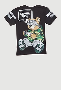 Little Boys Level Up Gamer Teddy Graphic Tee, Black, Size 5-6
