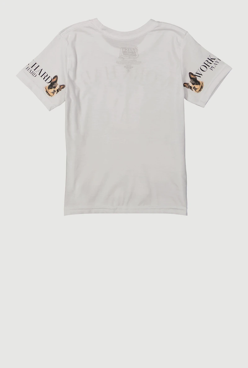 Little Boys Work Hard Play Hard Graphic Tee, White, Size 5-6