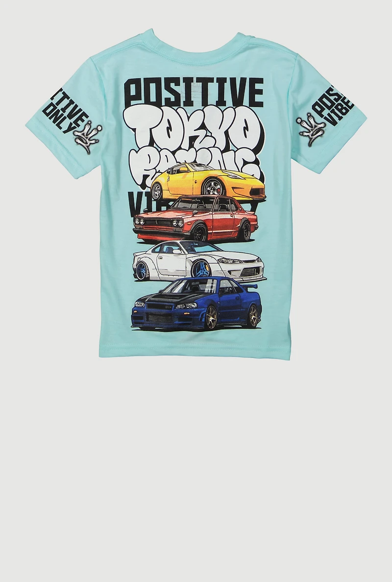 Little Boys Positive Tokyo Racing Graphic Tee, Blue, Size 7