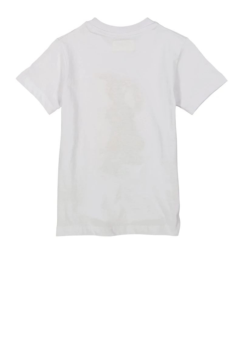 Little Boys Bunny Chenille Graphic Tee, White, Size 4