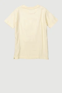 Little Boys Paint Splatter Embroidered Teddy Graphic Tee, Beige, Size 6